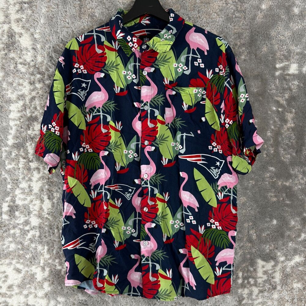 NFL Navy Tropical Flamingo Button Down Shirt